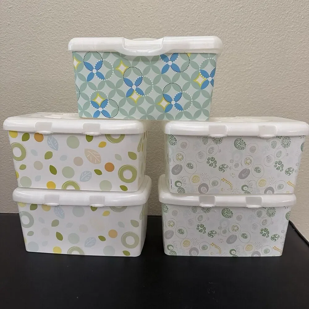 Huggies Baby Wipes Lot Of 5 EMPTY Containers Blue Green Pop Up Refillable